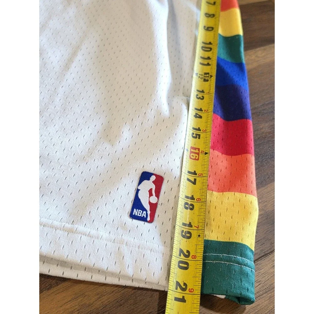 Mitchell & Ness NBA Denver Nuggets Swingman White Rainbow Shorts Men's XXL 2XL